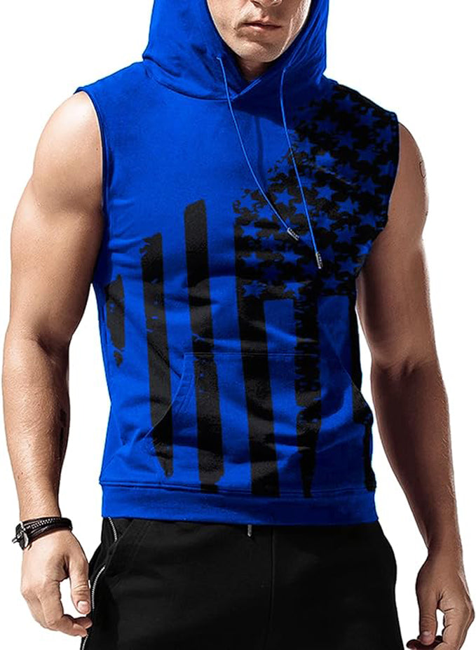 BABIOBOA MEN'S WORKOUT SLEEVELESS HOODED TANK TOPS