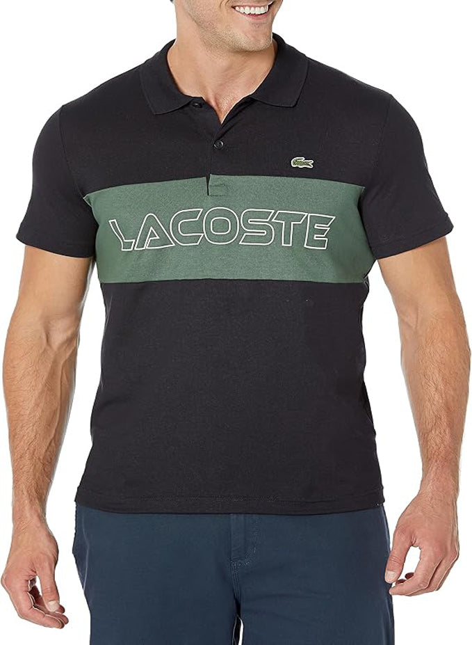 LACOSTE MEN'S COLORBLOCKED WORDING POLO SHIRT