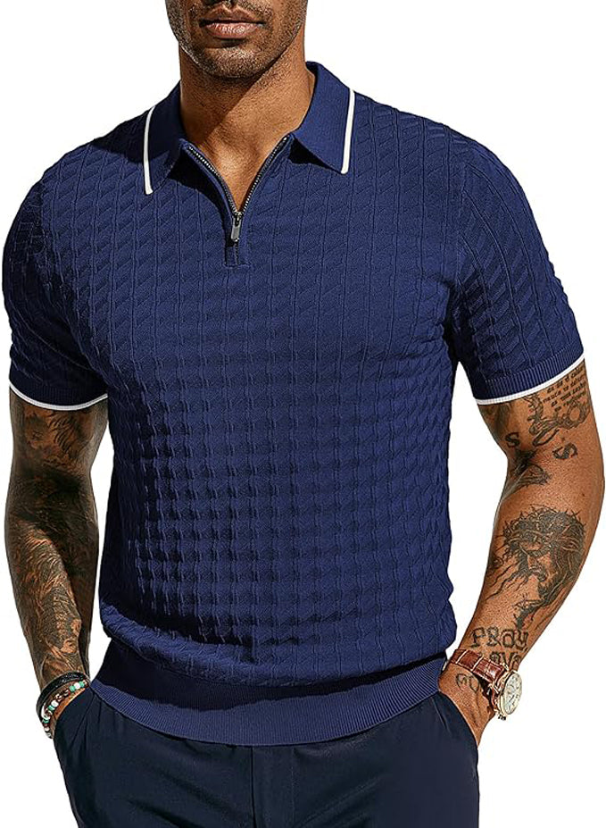 PJ PAUL JONES MEN'S POLO QUARTER ZIP SHIRT