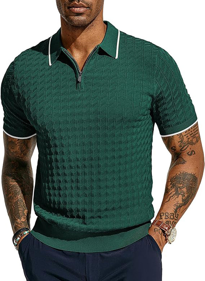 PJ PAUL JONES MEN'S POLO QUARTER ZIP SHIRT
