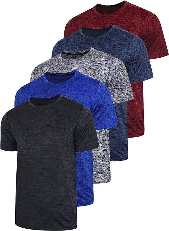 5 PACK MEN'S ATHLETIC RUNNING GYM WORKOUT SHIRT