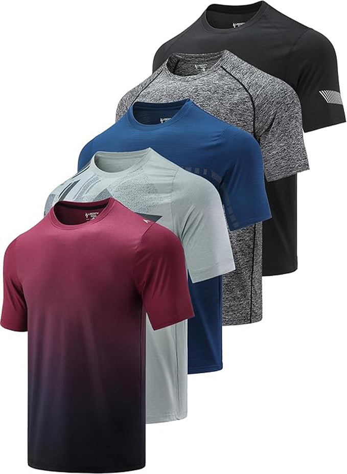 5 PACK MEN'S ATHLETIC RUNNING GYM WORKOUT SHIRT