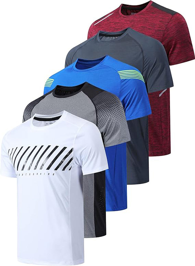 5 PACK MEN'S ATHLETIC RUNNING GYM WORKOUT SHIRT