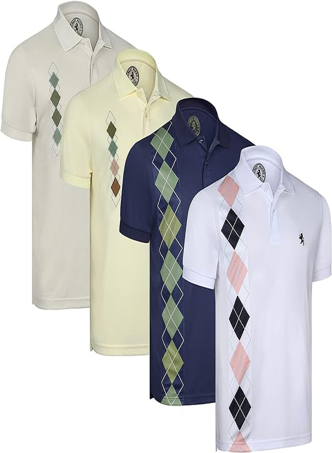 ALBERT MORRIS MEN'S STRIPED POLO SHIRTS 4 PACK