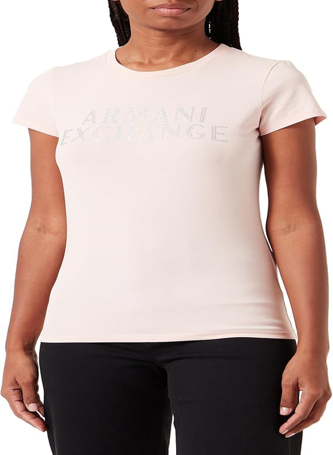 ARMANI EXCHANGE WOMEN'S SLIM STRETCH EMBELLISHED FITTED TEE SHIRT