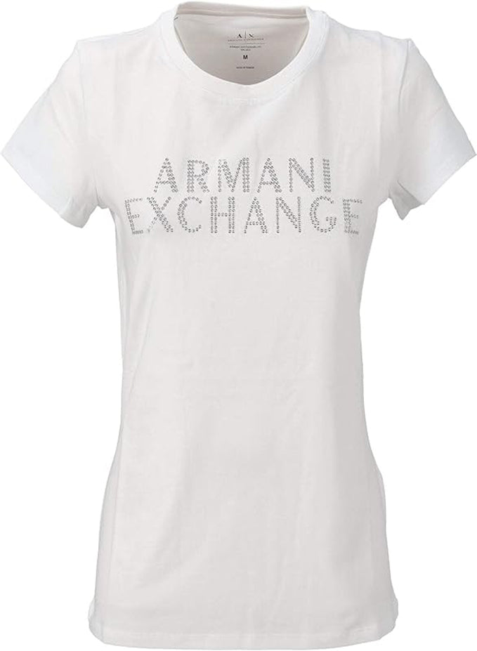 ARMANI EXCHANGE WOMEN'S SLIM STRETCH EMBELLISHED FITTED TEE SHIRT