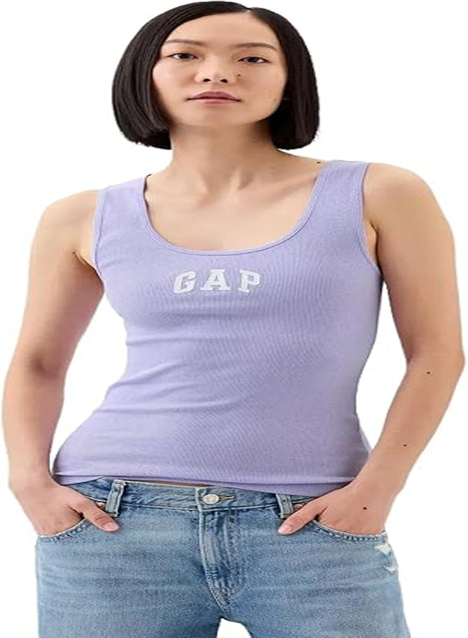 GAP WOMEN'S RIBBED TANK TOP LOGO TEE SHIRT