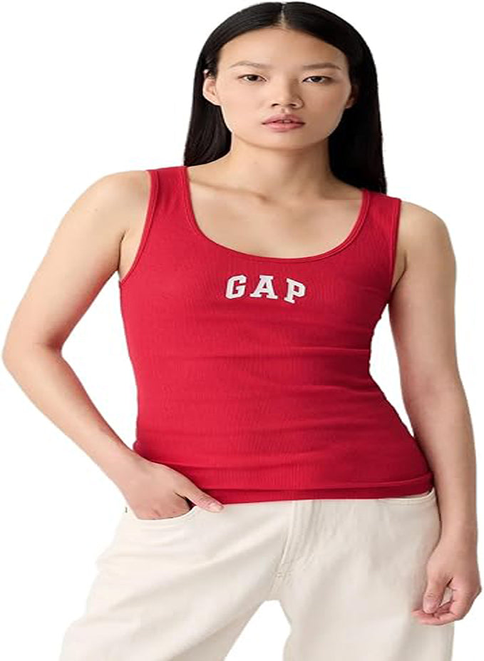 GAP WOMEN'S RIBBED TANK TOP LOGO TEE SHIRT