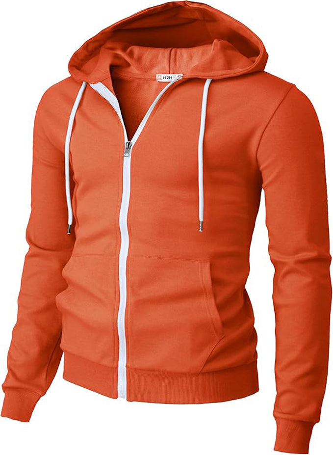 H2H MEN'S ZIPUP LIGHTWEIGHT LONG SLEEVE HOODIE WITH POCKET