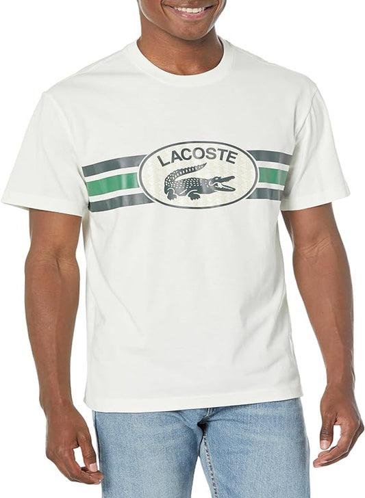 LACOSTE MEN'S SHORT SLEEVE CREW NECK MONOGRAPH TEE SHIRT