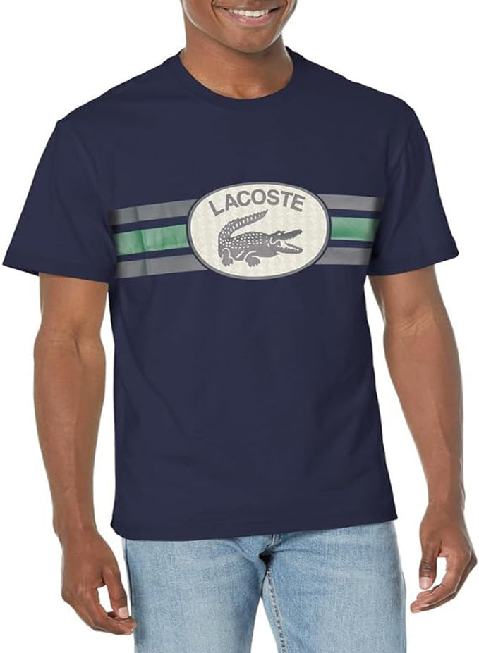 LACOSTE MEN'S SHORT SLEEVE CREW NECK MONOGRAPH TEE SHIRT