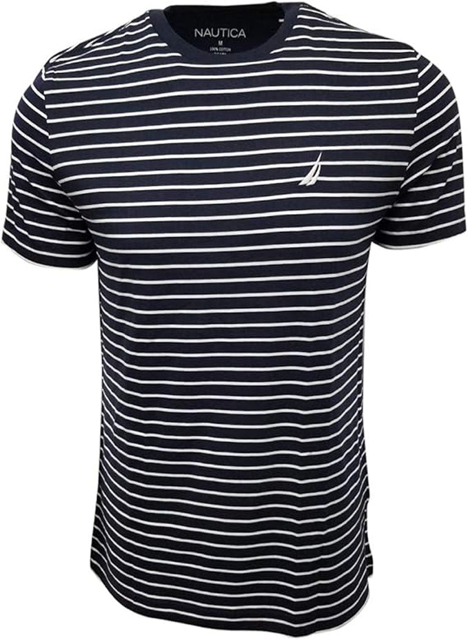 MEN'S NAUTICA CREWNECK STRIPED TEE SHIRT XXL NAVY