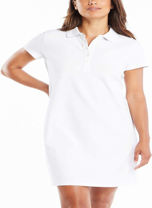 NAUTICA WOMEN'S EASY CLASSIC SHORT SLEEVE STRETCH COTTON POLO DRESS