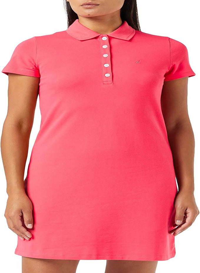 NAUTICA WOMEN'S EASY CLASSIC SHORT SLEEVE STRETCH COTTON POLO DRESS