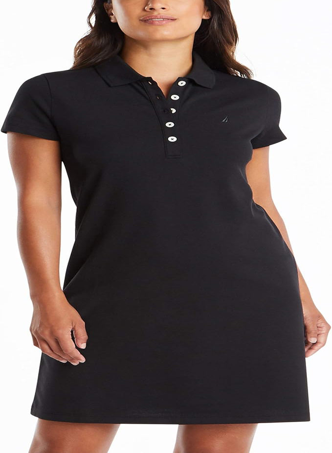 NAUTICA WOMEN'S EASY CLASSIC SHORT SLEEVE STRETCH COTTON POLO DRESS