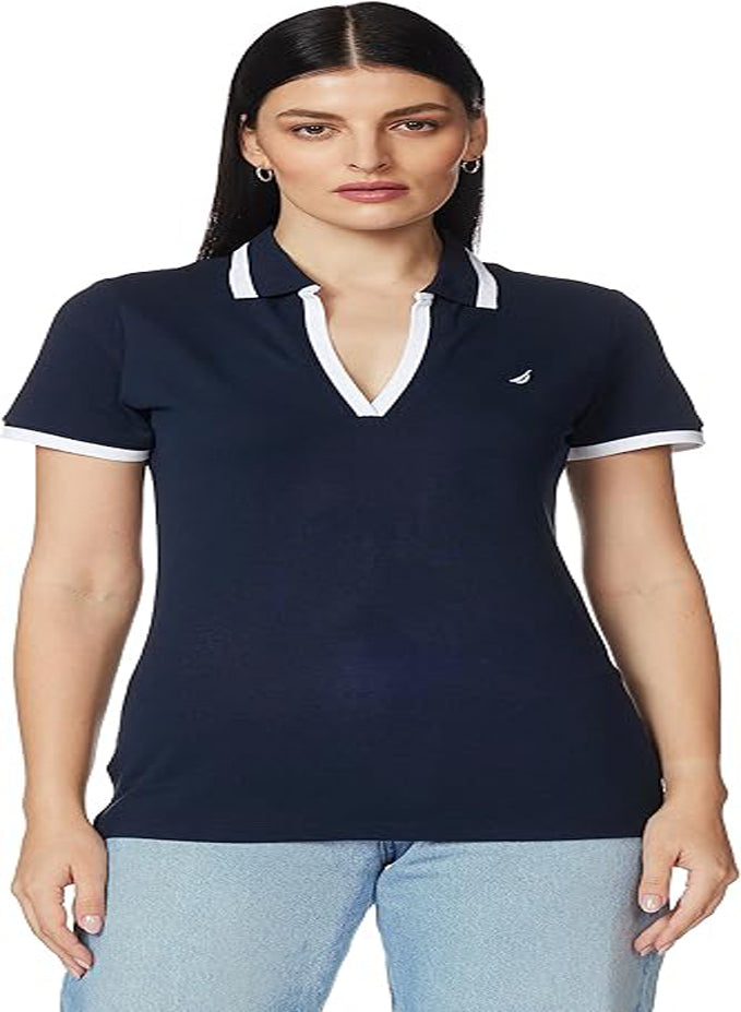 NAUTICA WOMEN'S STRETCH COTTON POLO SHIRT