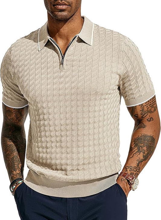PJ PAUL JONES MEN'S POLO QUARTER ZIP SHIRT