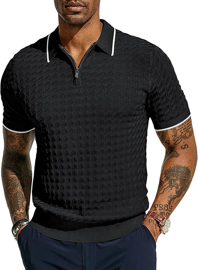 PJ PAUL JONES MEN'S POLO QUARTER ZIP SHIRT