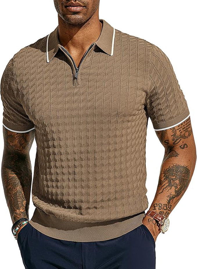 PJ PAUL JONES MEN'S POLO QUARTER ZIP SHIRT