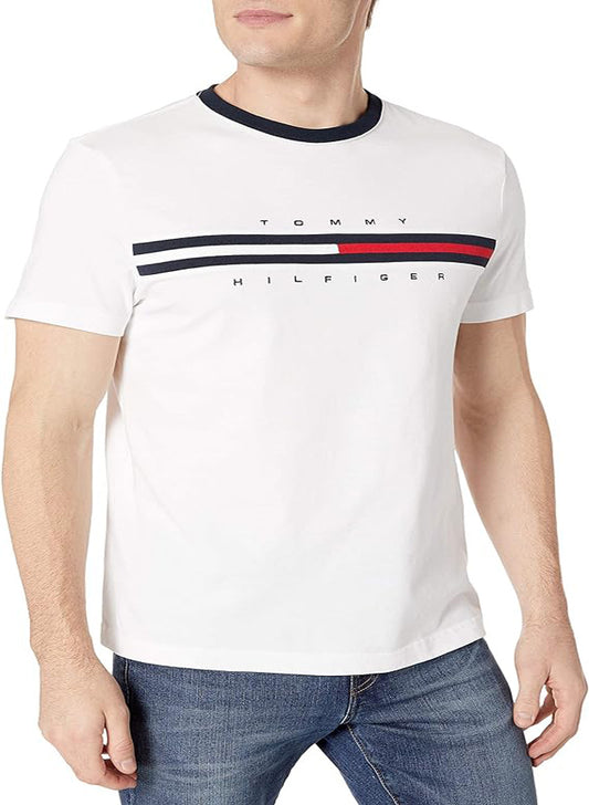 TOMMY HILFIGER MEN'S SHORT SLEEVE SIGNATURE STRIPE TEE SHIRT