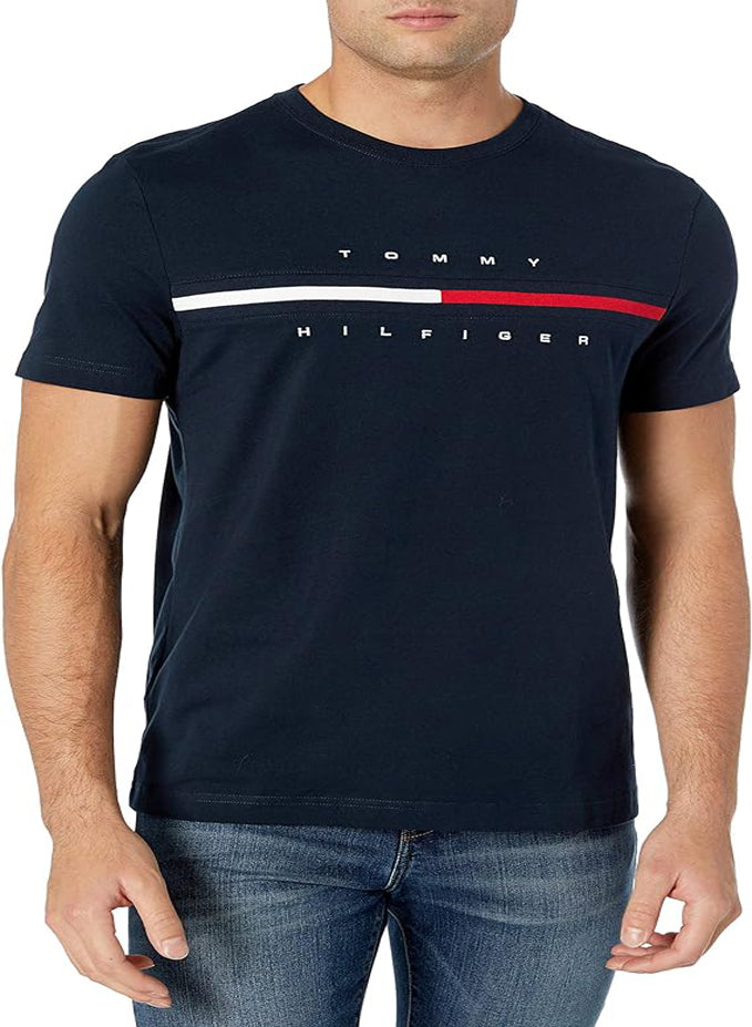 TOMMY HILFIGER MEN'S SHORT SLEEVE SIGNATURE STRIPE TEE SHIRT