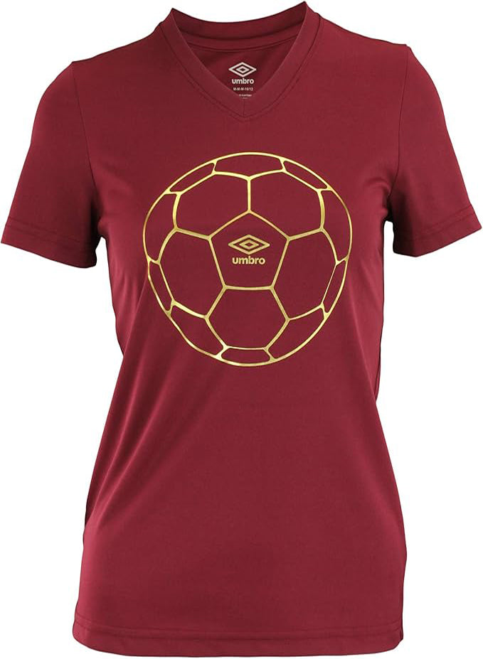 UMBRO WOMEN'S FOOTBALL GOLD SHORT SLEEVE TEE SHIRT