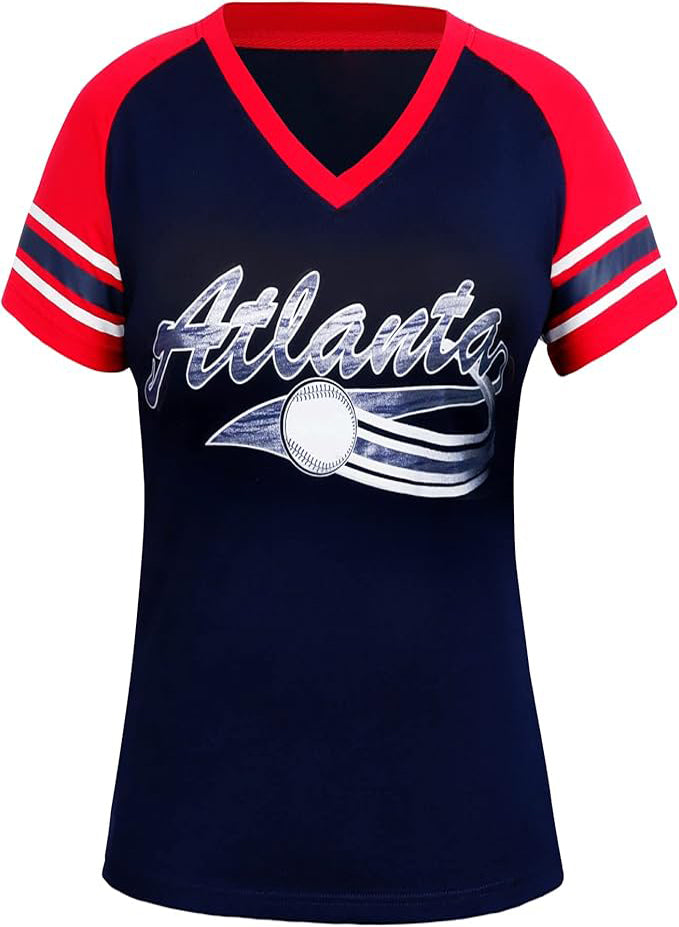 WOMEN'S CITY BASEBALL FANS V-NECK CAGE RAGLAN TEE SHIRT